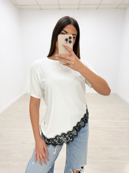 CAMISETA OVER ENCAJE BLANCA